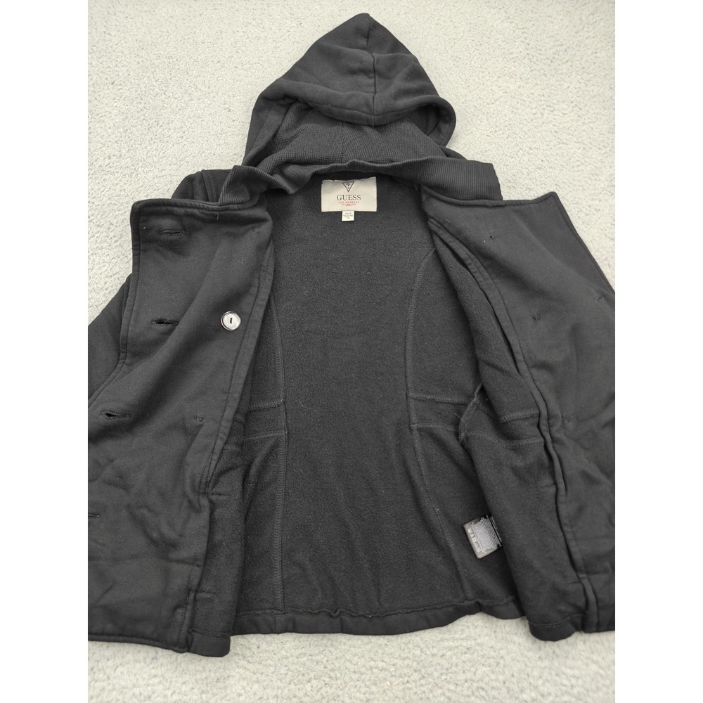 Guess‎ Jacket Womens XS Black Hooded Double Breasted Peacoat Fleece Q430303K1B0 - Picture 7 of 15